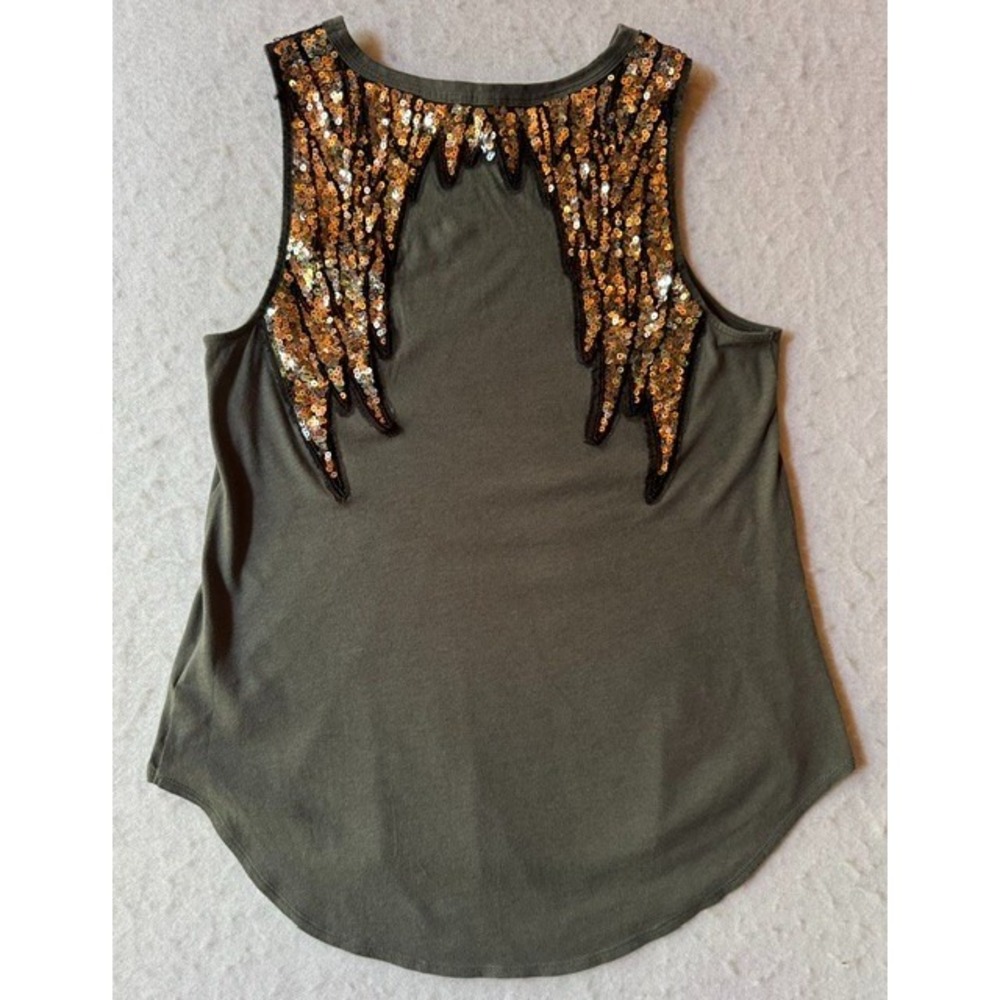 Express One Eleven Women's Sequined Sequin Wings Tank Top Sleeveless Sz MED